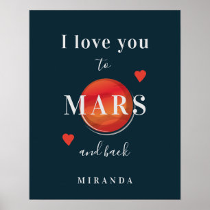 Love you to Mars modern typography Valentine Poster