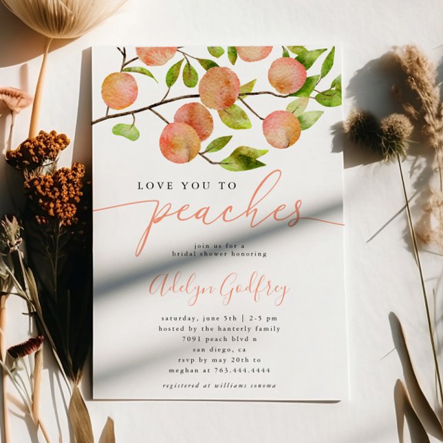 Love You To Peaches Bridal Shower Invitation (Creator Uploaded)