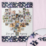 Love you to Pieces Heart Photo Collage Sweetheart Jigsaw Puzzle<br><div class="desc">Create your own heart shaped Photo Collage with 36 of your favourite family pictures, wedding photos etc. The design is lettered with cute caption, "love you to pieces" in handwritten script. The collage comprises a variety of landscape, portrait and square instagram formats to give you plenty of options when placing...</div>
