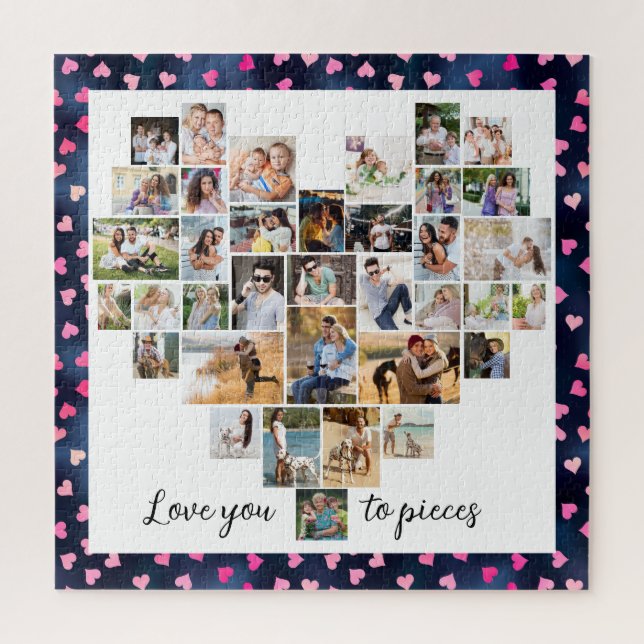Love you to Pieces Heart Shaped 36 Photo Hearts Jigsaw Puzzle (Vertical)