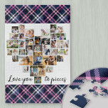 Love you to Pieces Heart Shaped 36 Photo Plaid Jigsaw Puzzle<br><div class="desc">Create your own heart shaped Photo Collage with 36 of your favourite family pictures, wedding photos etc. The design is lettered with cute caption, "love you to pieces" in handwritten script. The collage comprises a variety of landscape, portrait and square instagram formats to give you plenty of options when placing...</div>