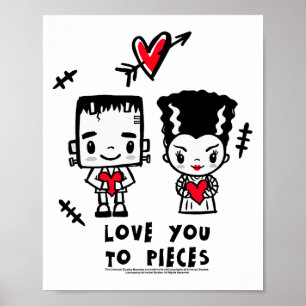 Love You To Pieces Monster Couple Gothic Valentine Poster