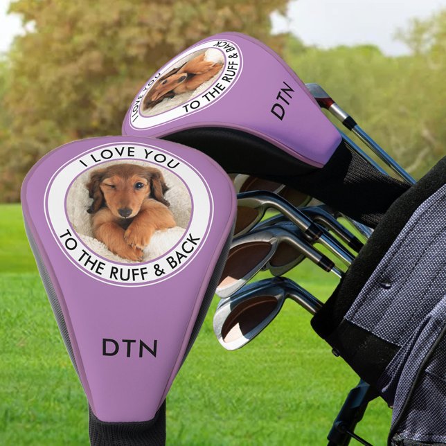 Love You to Ruff & Back Custom Dog Photo Lavender Golf Head Cover (Creator Uploaded)