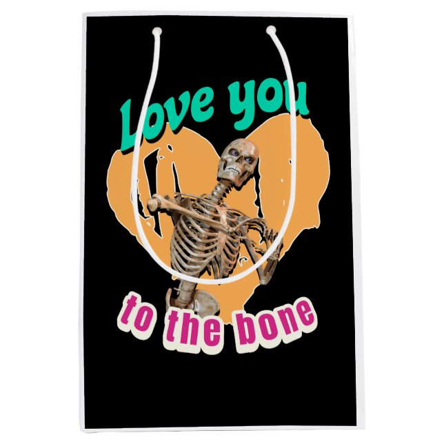 Love You to the Bone Skeleton Humour Medium Gift Bag (Front)