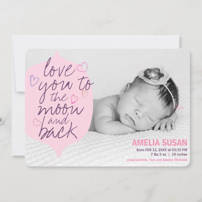 Love you to the moon and back baby girl pink photo (Front)