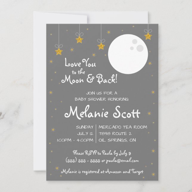 Love You to the Moon and Back!  Baby Shower Invita Invitation (Front)