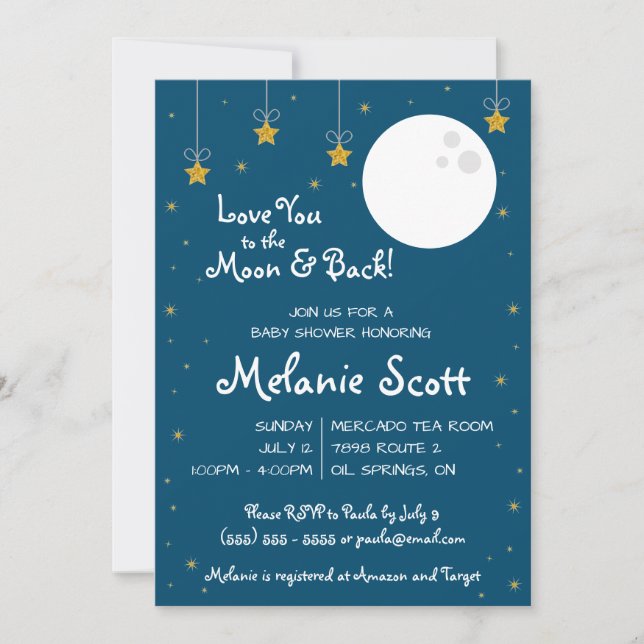 Love You to the Moon and Back!  Baby Shower Invita Invitation (Front)