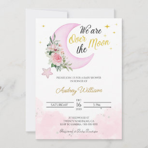 Love You To The Moon And Back Baby Shower  Invitation