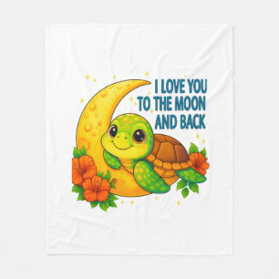 Love You to the Moon and Back Baby Turtle Fleece Blanket