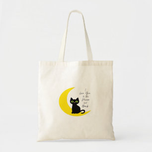 Love You To The Moon And Back Black Cat Lover Whim Tote Bag