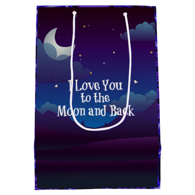 Love You to the Moon and Back, Blue Indigo Medium Gift Bag (Back)