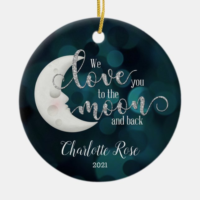 Love you to the moon and back Christmas ornament (Front)