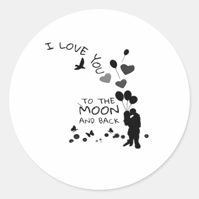 Love You To The Moon And Back Couple Moonlight Hea Classic Round Sticker (Front)