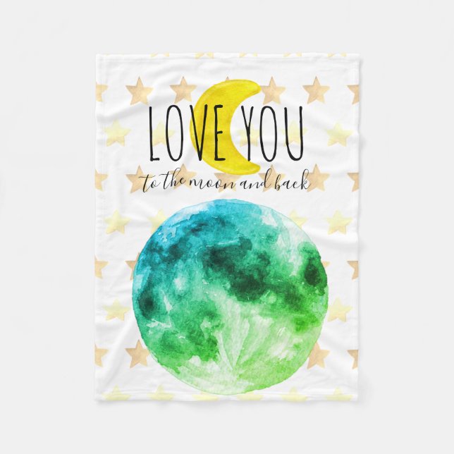 "Love You to the Moon and back" Customisable Fleece Blanket (Front)