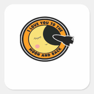 Love You To The Moon And Back Elegant Style  Square Sticker