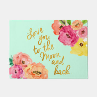 Love You To the Moon and Back Floral Doormat