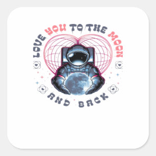 Love You To The Moon And Back Heartfelt Design  Square Sticker