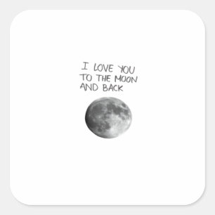 Love You To The Moon And Back Modern Aesthetic Art Square Sticker