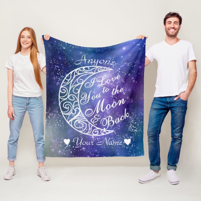 Love You To The Moon and Back Personalised Fleece Blanket (In Situ)