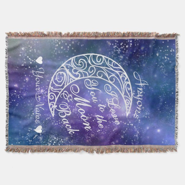 Love You To The Moon and Back Personalised Throw Blanket (Front)