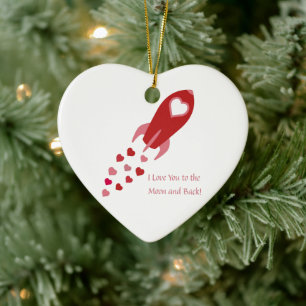 Love You to the Moon and Back Rocket Ship Ceramic Tree Decoration