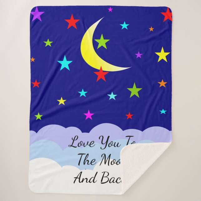 Love You to The Moon and Back Sherpa Blanket (Front)