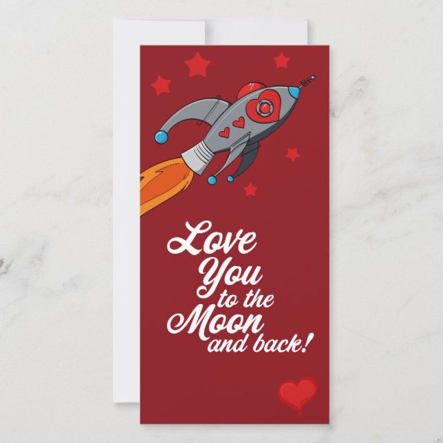 Love you to the moon and back Valentine Holiday Card (Front)