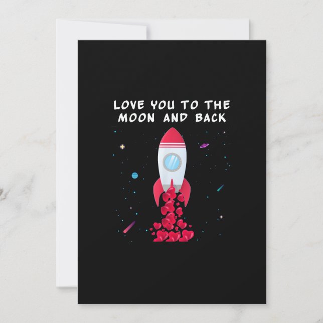 Love You To The Moon And Back Valentine Style  Holiday Card (Front)