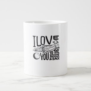 Love You To The Moon And Back Valentines Day Heart Large Coffee Mug