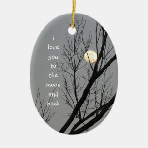 Love you to the moon and back, winter sky & moon ceramic tree decoration