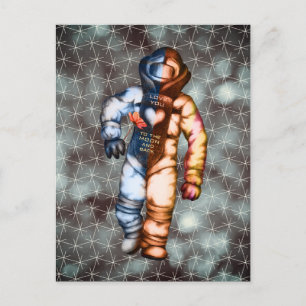 Love You to the Moon Astronaut Drawing Cool Space Postcard