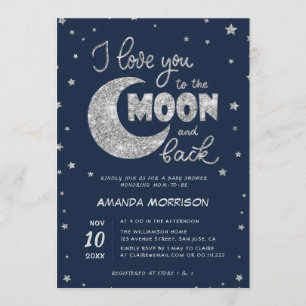 love you to the moon baby shower invitation