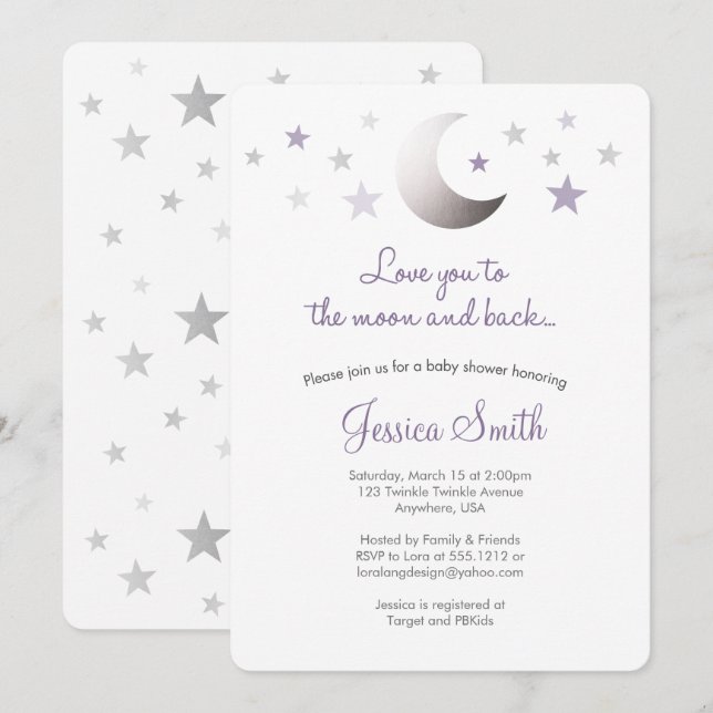 Love You to the Moon & Back Baby Shower Invitation (Front/Back)