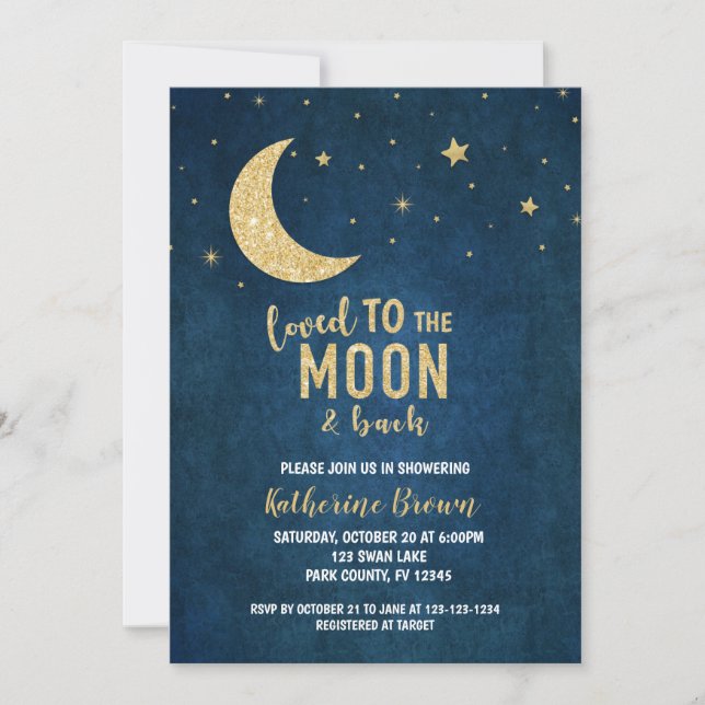 Love You to the Moon & Back Baby Shower Invitation (Front)