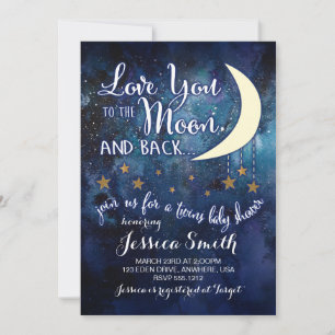 Love you to the Moon & Back Twin Shower Invitation