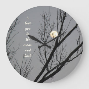 love you to the moon & back, winter sky wall clock
