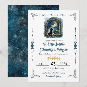 Love you to the Moon Celestial Wedding Invitation