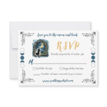 Love you to the Moon Celestial Wedding RSVP Card
