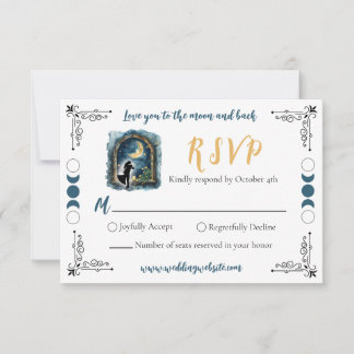 Love you to the Moon Celestial Wedding RSVP Card