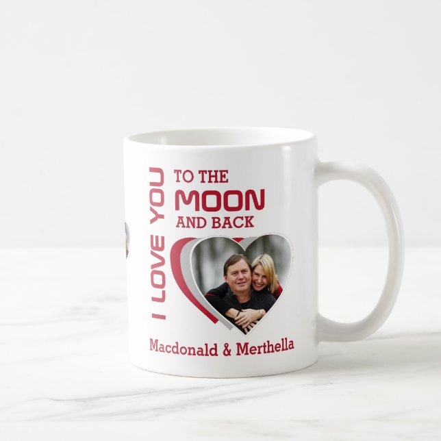 LOVE YOU TO THE MOON Couples Photo Coffee Mug (Right)
