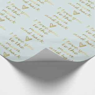 Love You to the Moon Gold Wrapping Paper
