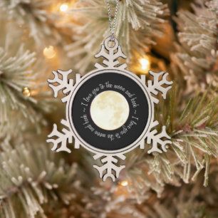 Love You to the Moon Snowflake Pewter Christmas Ornament