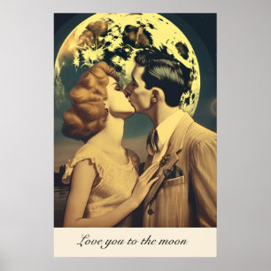 Love you to the moon, travel poster customisable