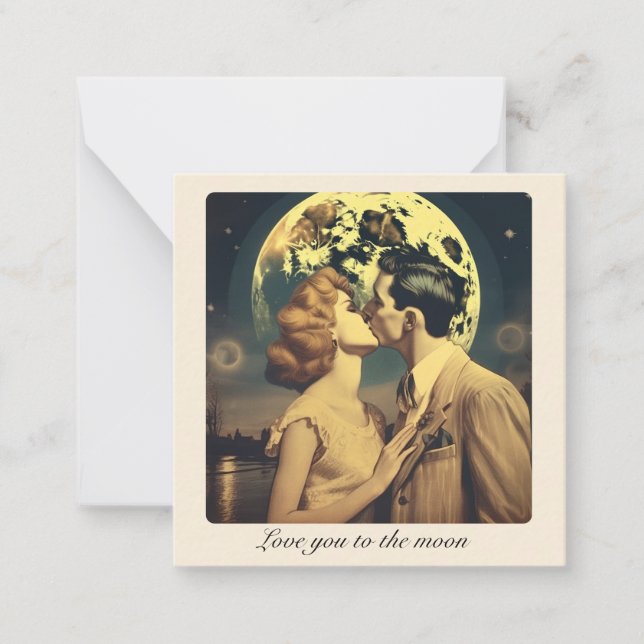 Love you to the moon, travel poster customisable card (Front)