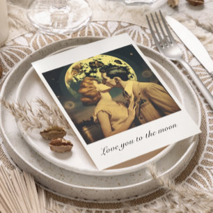 Love you to the moon, travel poster customisable postcard
