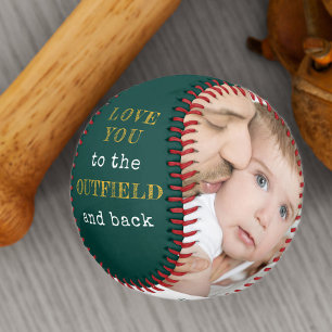 Love you to the Outfield and Back Green Photo Baseball