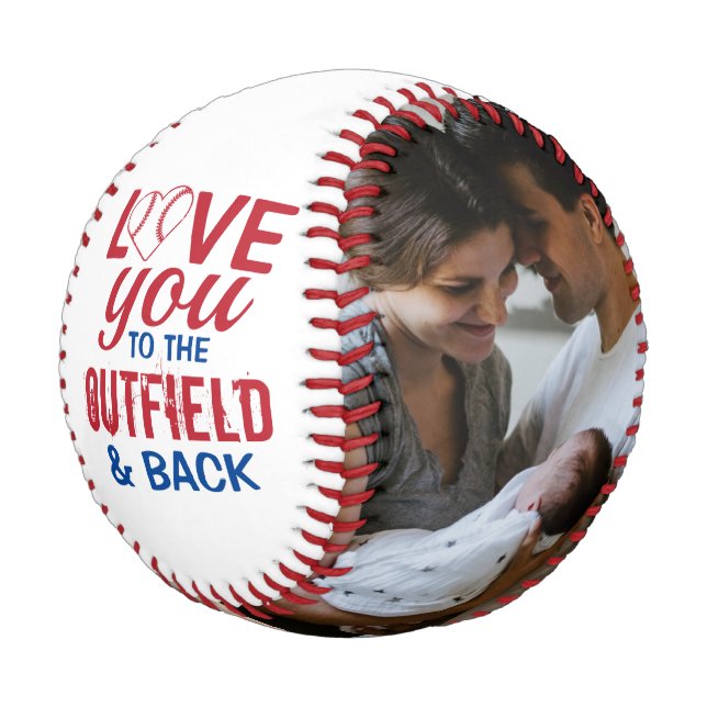 Love you to the Outfield and Back Heart Photo  Baseball (Angled)