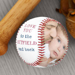 Love you to the Outfield and Back White Photo Baseball<br><div class="desc">Personalised white baseball with two photos and lovely baseball quote from kids. The wording reads "love you to the outfield and back" and is lettered in hatched print and typewriter text. The photo template is set up ready for you to add your pictures and the year. The design has a...</div>