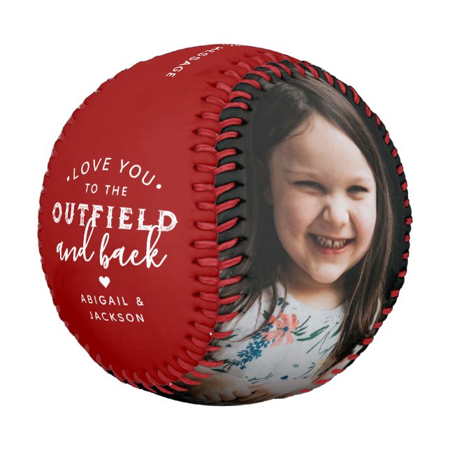 Love You To The Outfield & Back 2-Photo Dad Gift Baseball (Angled)