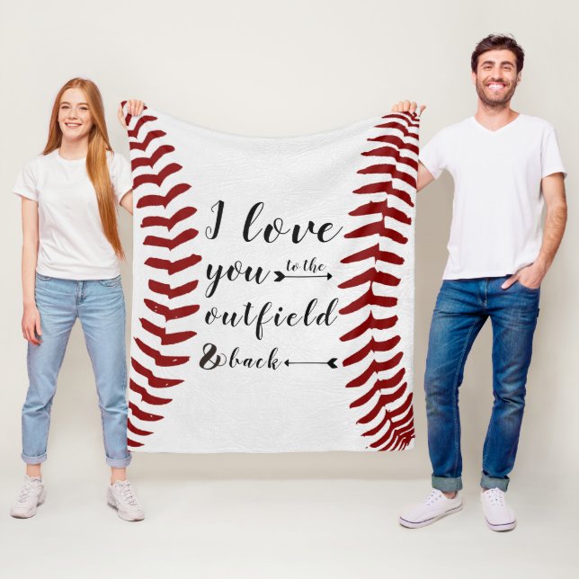 Love You to the Outfield & Back Baseball Softball Fleece Blanket (In Situ)